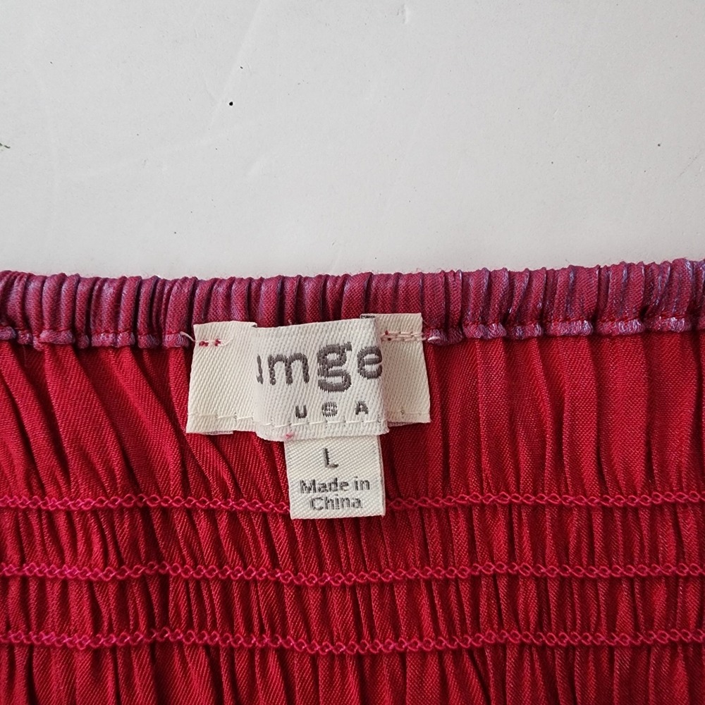 UMGEE Size Large Iridescent Fuchsia Pink Smocked Long Sleeve Tiered Mini Dress - Picture 4 of 7